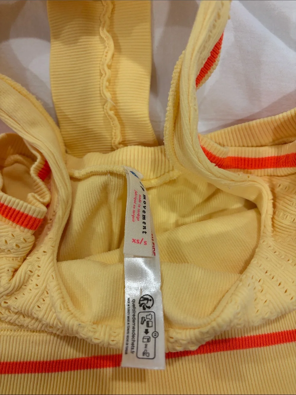 Free People Yellow Two-Piece Tank Top and Skirt Set with Orange Trim
